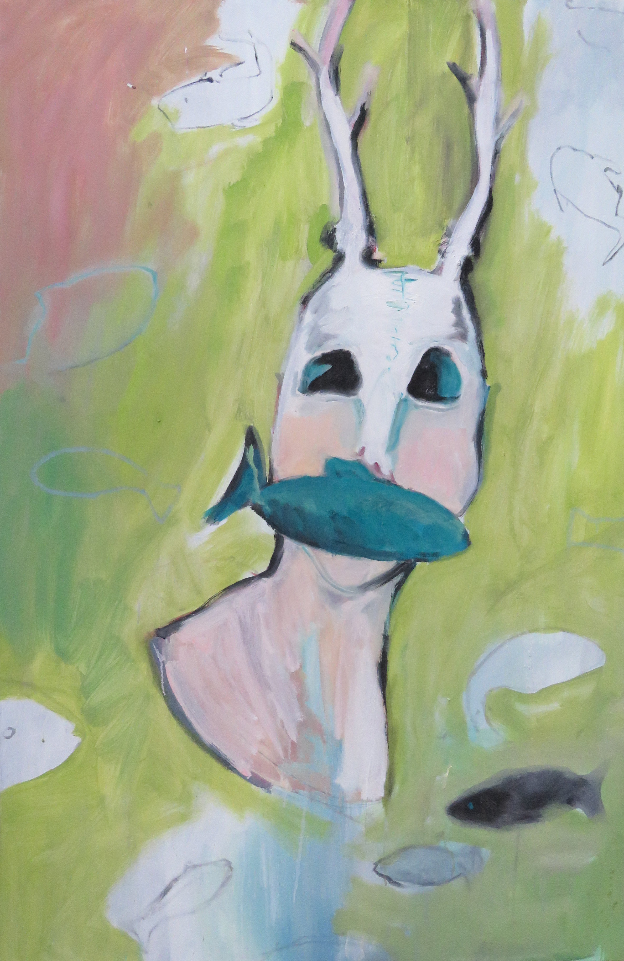 Schädel mit Fischen